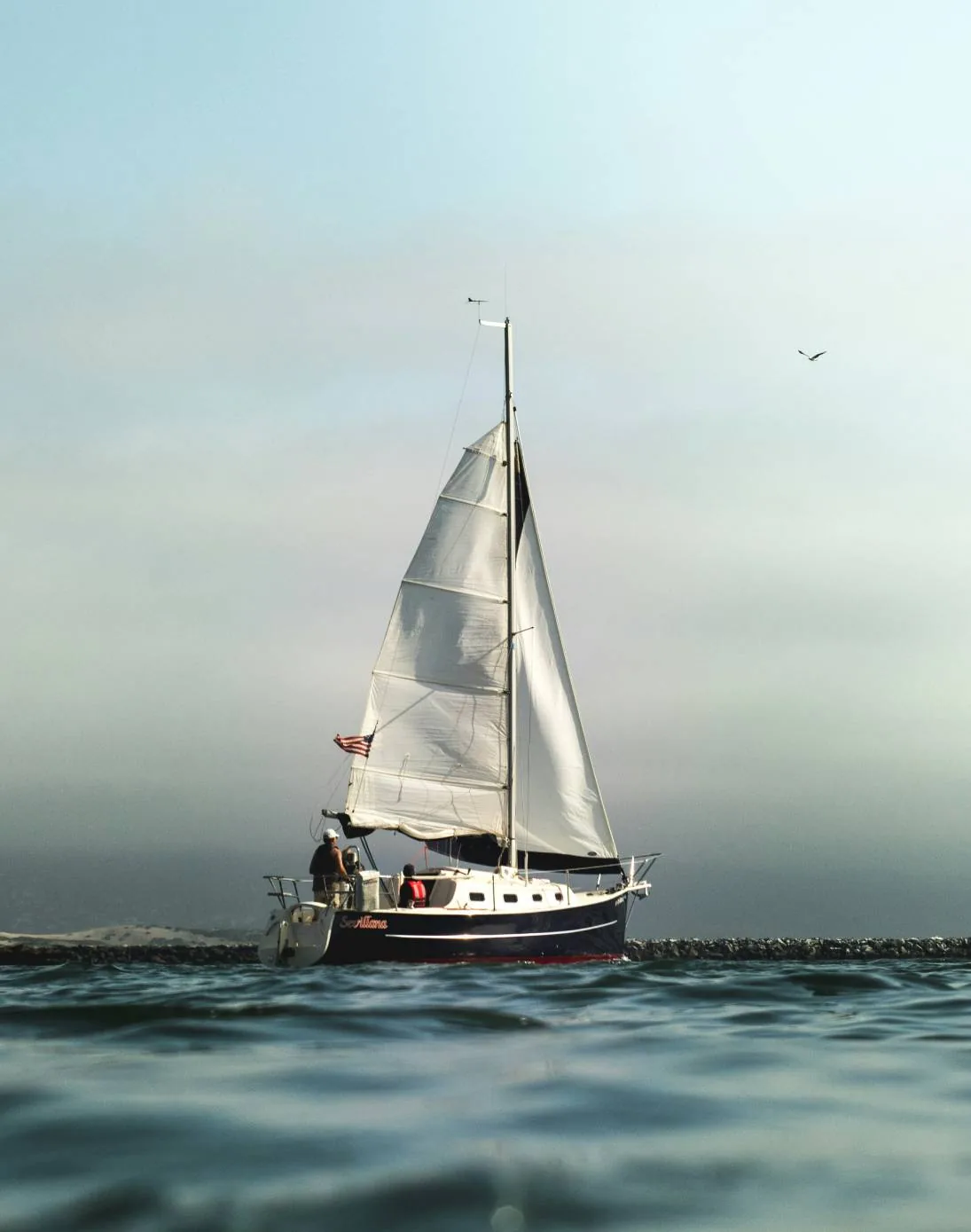 Sailing boat on open water