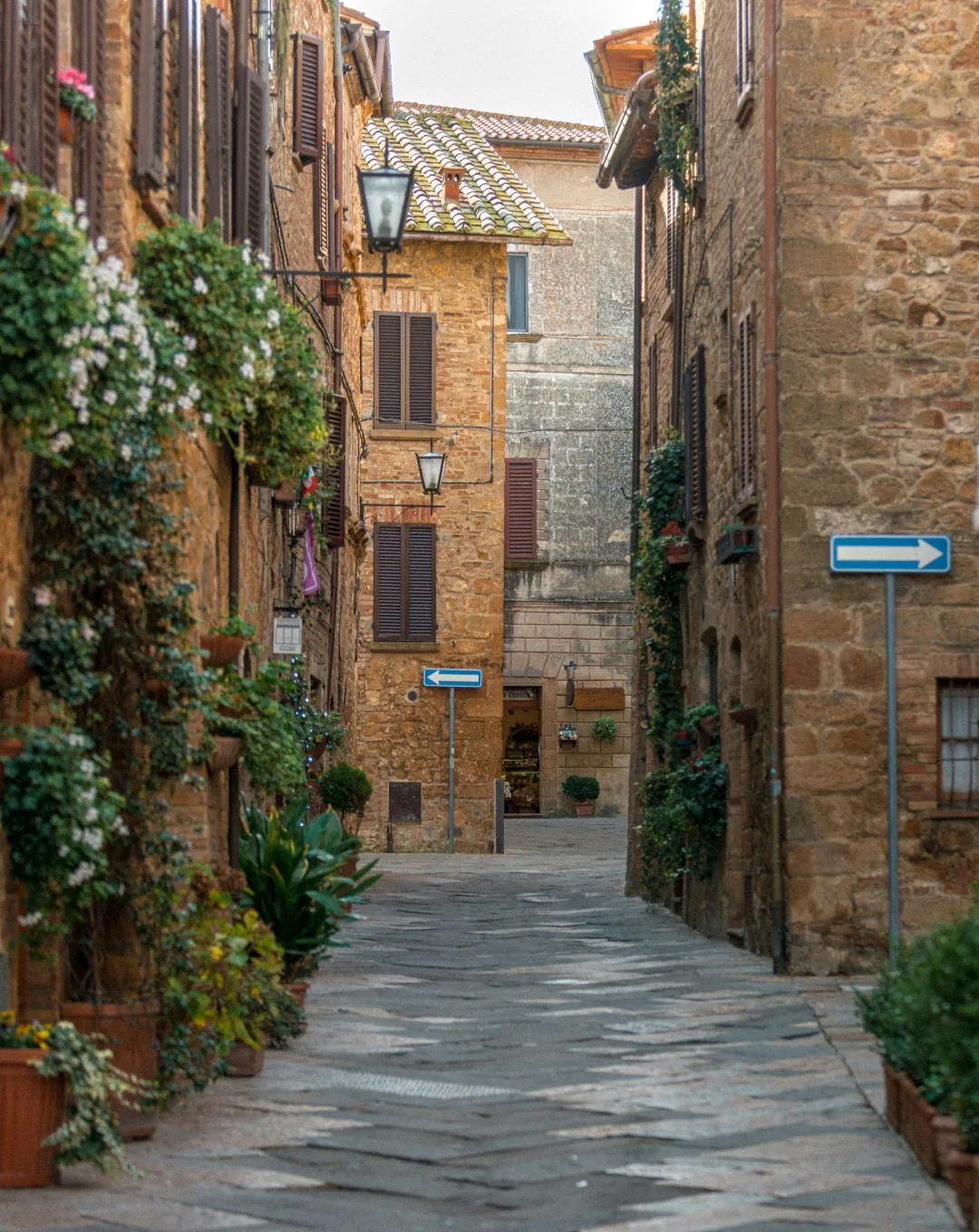 Narrow stone lane in a medieval Italian village