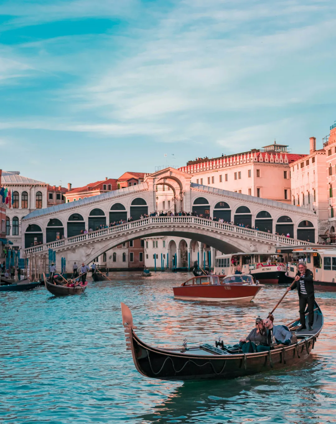 Gondola by the Rialto Bridge in Venice