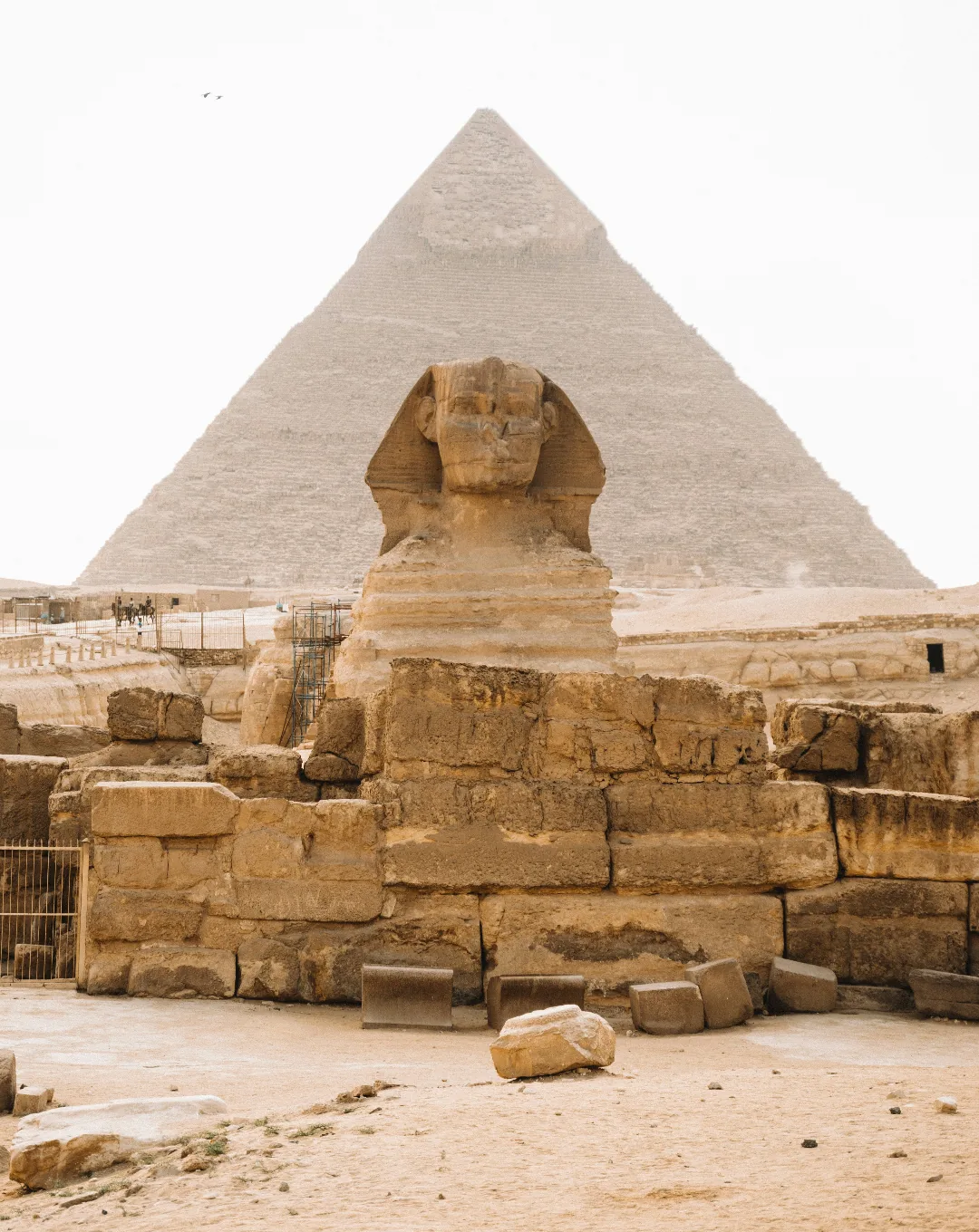 The Great Sphinx and a pyramid at Giza