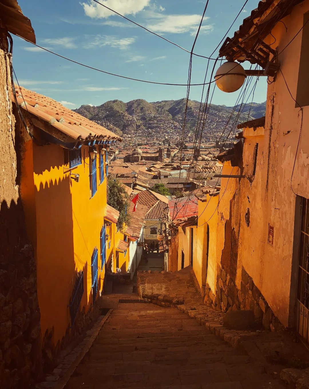 Narrow colonial street in Cusco