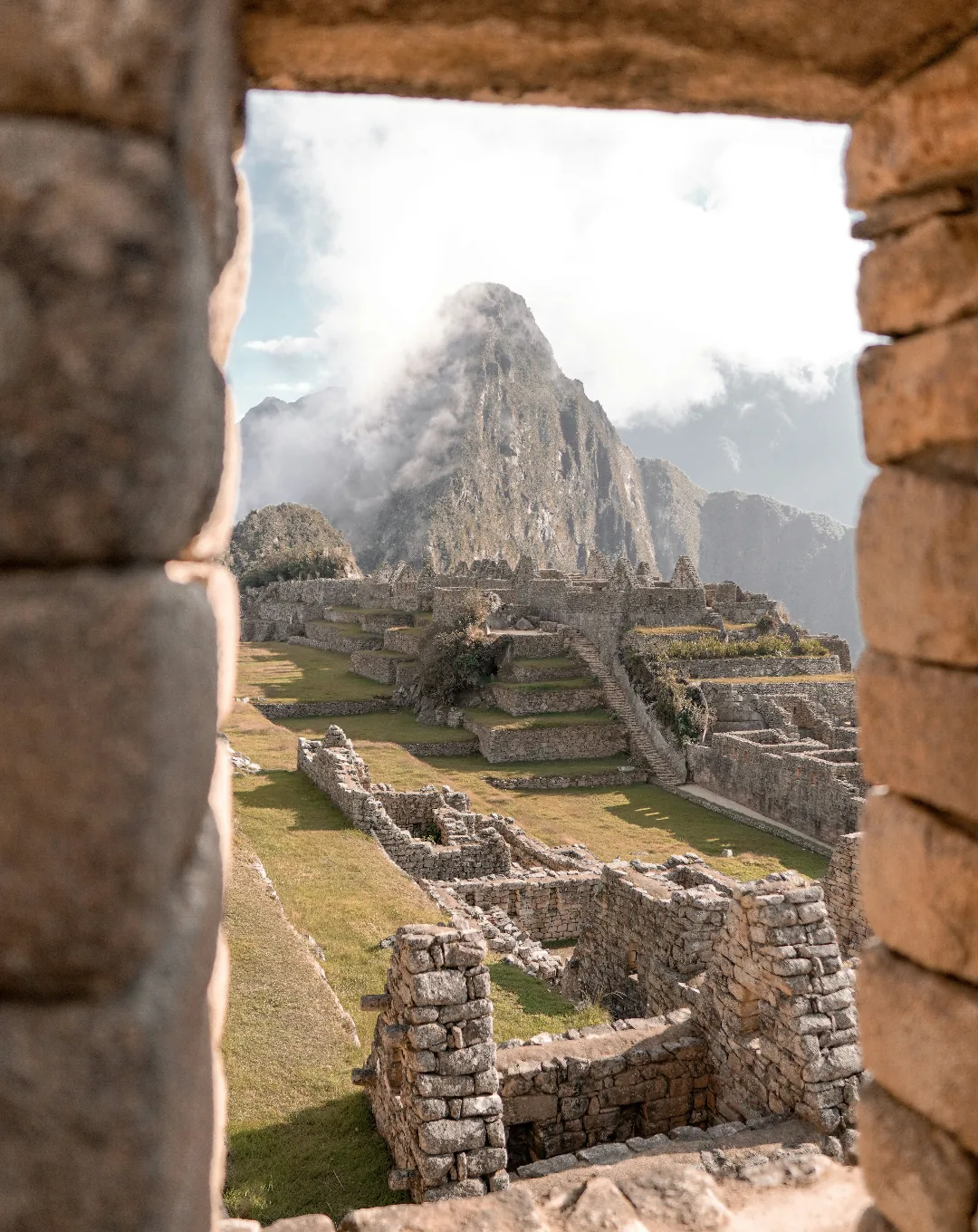 Machu Picchu seen through an Inca stone window