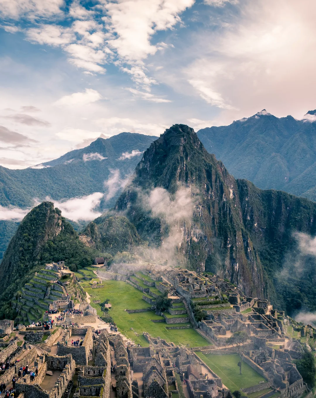 Machu Picchu and Huayna Picchu in the clouds
