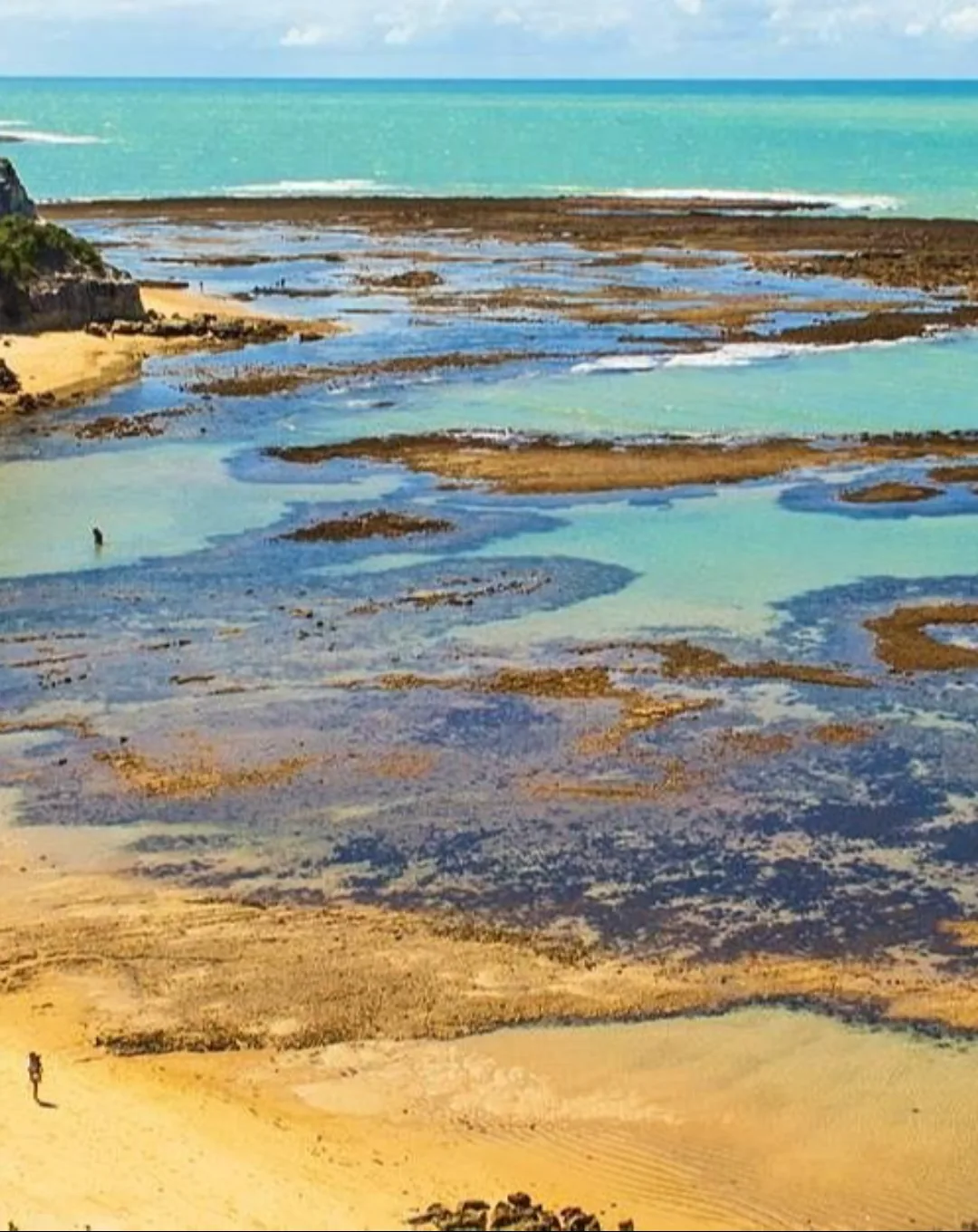 Natural rock pools at low tide on the Brazilian coast
