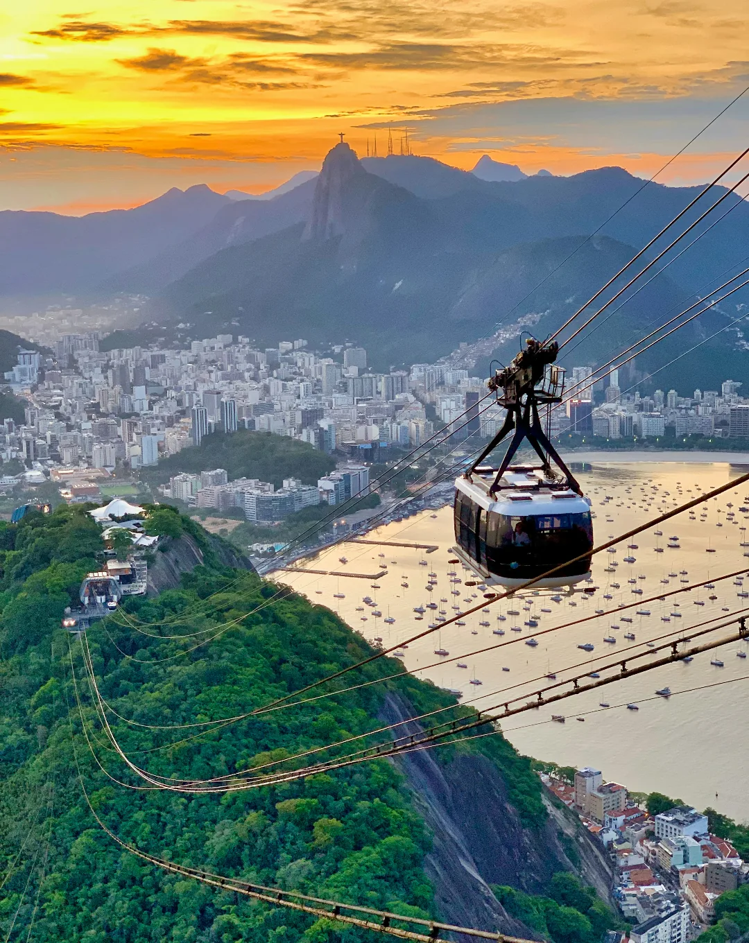 Sugarloaf Mountain cable car above Rio de Janeiro