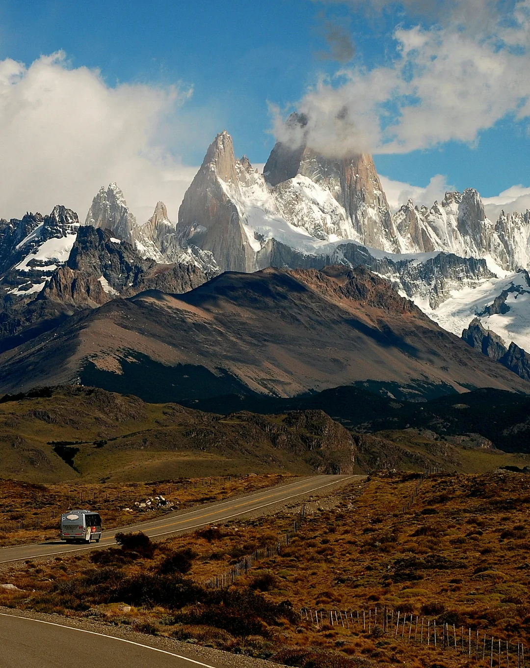 Mount Fitz Roy above the Patagonian steppe