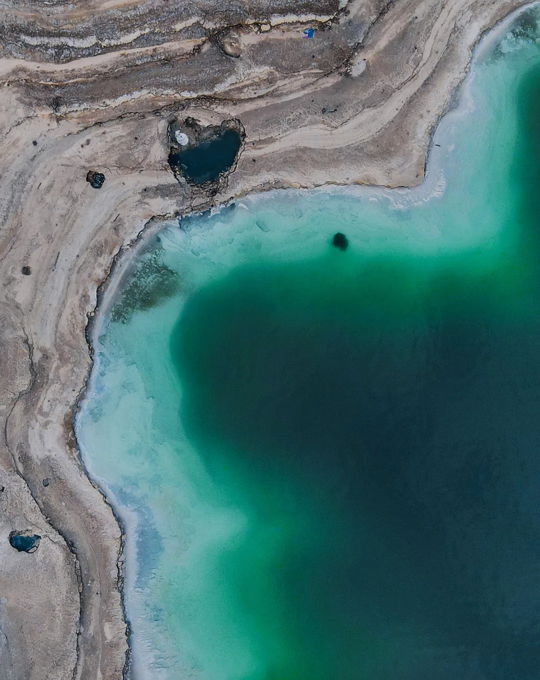 Aerial view of the Dead Sea shoreline
